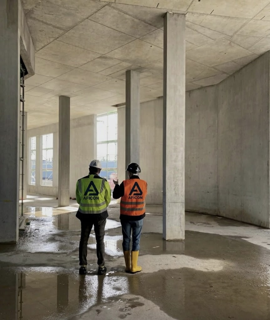 AFICON crew reviewing a concrete structure on site in Sydney